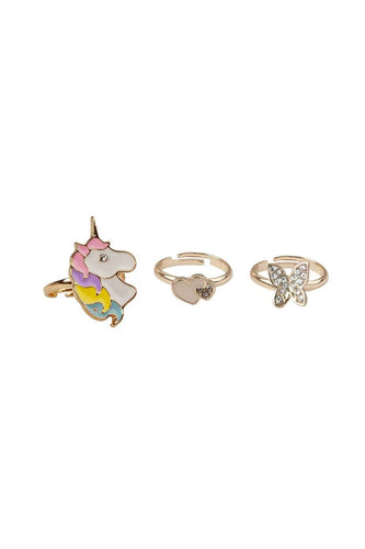 Boutique Butterfly & Unicorn Set of 3 Rings