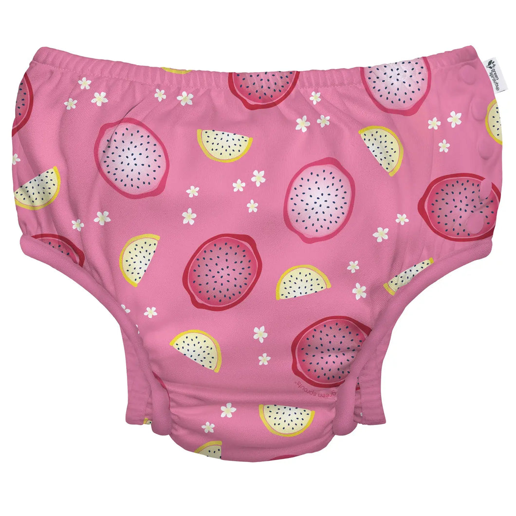 Eco Snap Ruffled Swim Diaper with Gussets in Pink Dragon Fruit