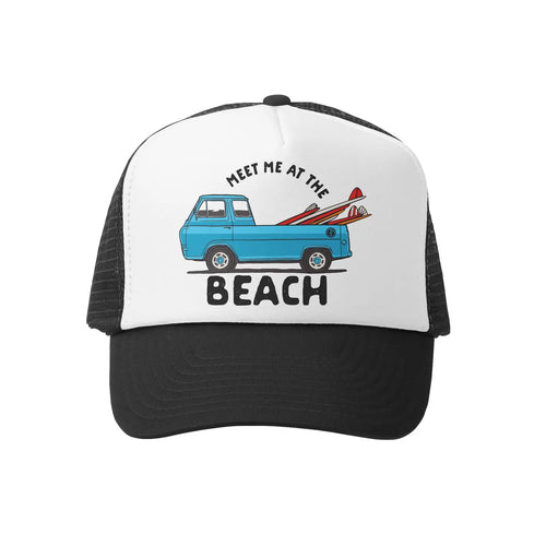 Meet Me At The Beach Black / White Trucker Hat