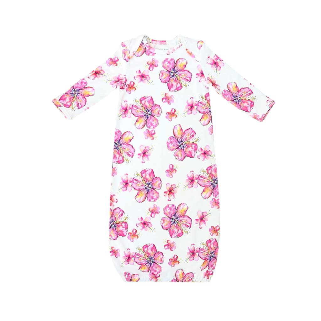 Hibiscus Kiss Baby Bamboo Layette Gown