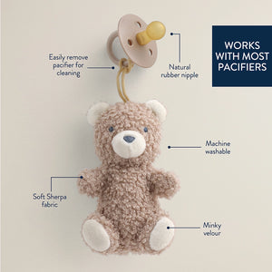 Bitzy Pal Natural Rubber Pacifier & Stuffed Animal - Bear