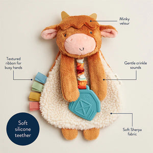 Highland Cow Lovey Plush with Silicone Teether Toy