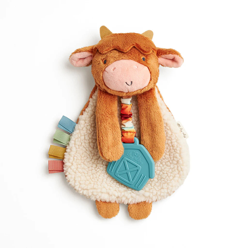 Highland Cow Lovey Plush with Silicone Teether Toy