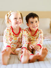 Designed on Maui - Holiday Santa's Surf Shack Long Sleeve Kids Two-Piece Pajama Set