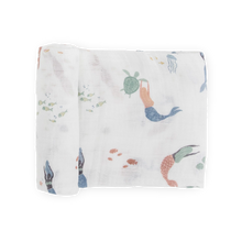 Cotton Muslin Swaddle in Mermaids