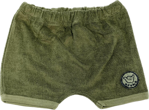 Bumper Solid Short in Jungle Army with Shaka Aloha Patch