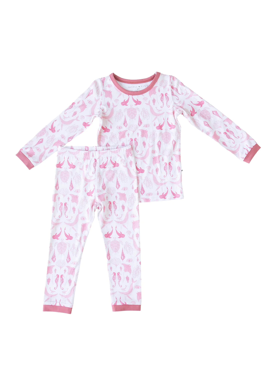 Designed on Maui - Cotton Candy Seaside Long Sleeve Kids Two-Piece Pajama Set