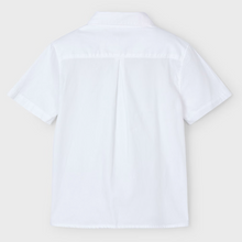 Collar Button Down Short Sleeve Dress Shirt with Pocket in White