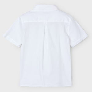 Collar Button Down Short Sleeve Dress Shirt with Pocket in White