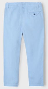 Cotton Linen Pant with Drawstring in Light Denim Blue