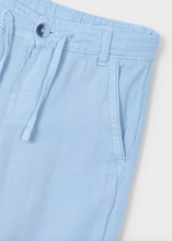 Cotton Linen Pant with Drawstring in Light Denim Blue