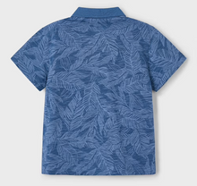 Light Blue Leaves on Navy Polo Shirt
