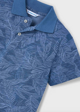Light Blue Leaves on Navy Polo Shirt