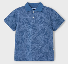 Light Blue Leaves on Navy Polo Shirt