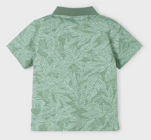 Light Green Leaves on Green Polo Shirt