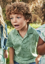 Light Green Leaves on Green Polo Shirt