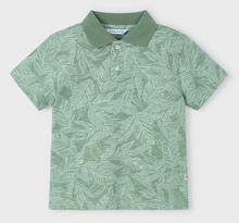 Light Green Leaves on Green Polo Shirt