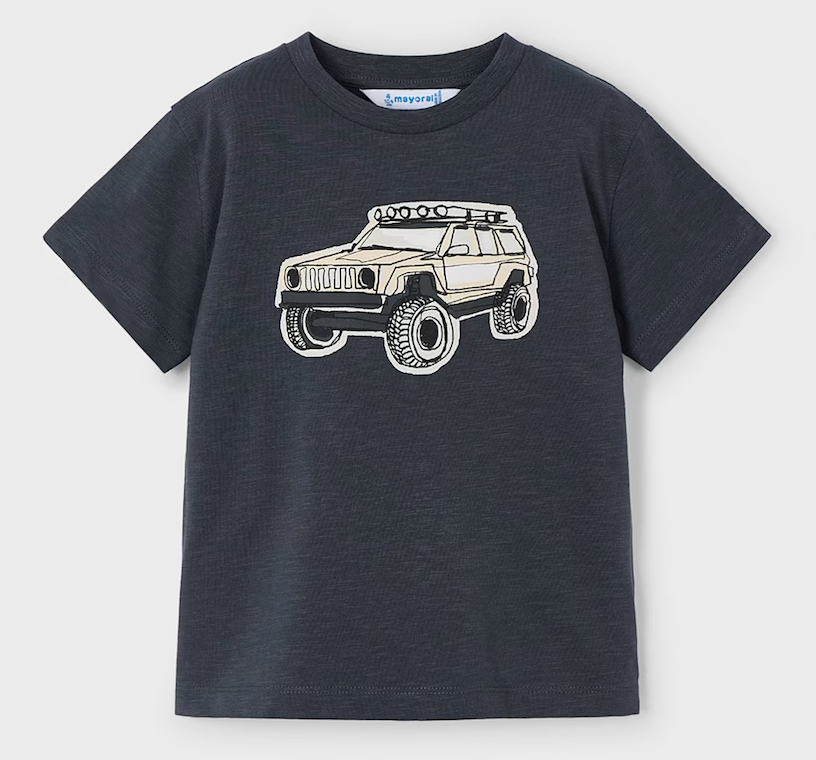 Monster Truck on Washed Black Short Sleeve Tee