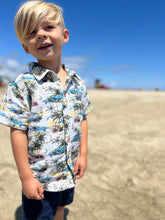 Maui Cream Hawaiian Print Woven Button Down Aloha Shirt