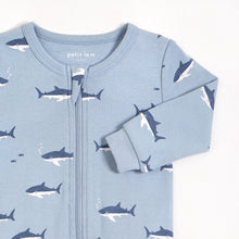 Sharks Print on Barely Blue Footed Sleeper