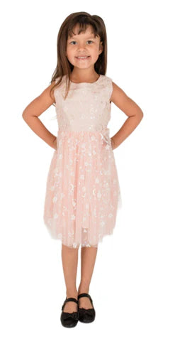 24mos, 2yrs 3D Floral Tulle Dress in Peach