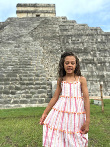 6yrs Strappy Tiered Sun Dress in Chichen Itza