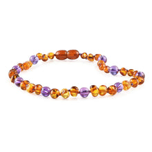 Amethyst + Cognac Baltic Authentic Certified Amber Necklace