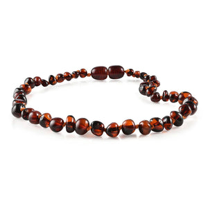 Polished Dark Cognac Baltic Authentic Certified Amber Necklace