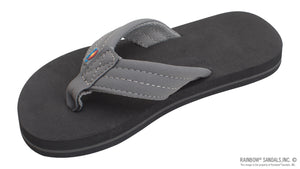 Kids Grombow - Soft Rubber Top Sole with 1" Strap in Dark Grey Pinline