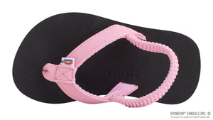 Kids Grombow - Soft Rubber Top Sole with 1/2" Narrow Strap and Pin line in Pink