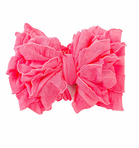 Candy Pink Ruffle Bow Headband