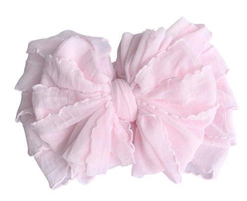 Perfect Pink Ruffle Bow Headband