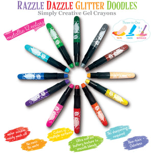Razzle Dazzle Glitter Doodle Gel Crayons - Animals Around the World