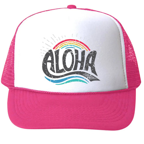 Aloha Rainbow Hot Pink Trucker Hat