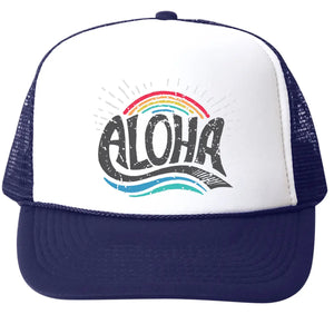 Aloha Rainbow Navy Trucker Hat