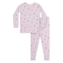 Long Sleeve Pajama Set in Pink Surfing Dogs