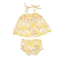 Organic Cotton Golden Surf Floral Ruffle Top with Bloomer