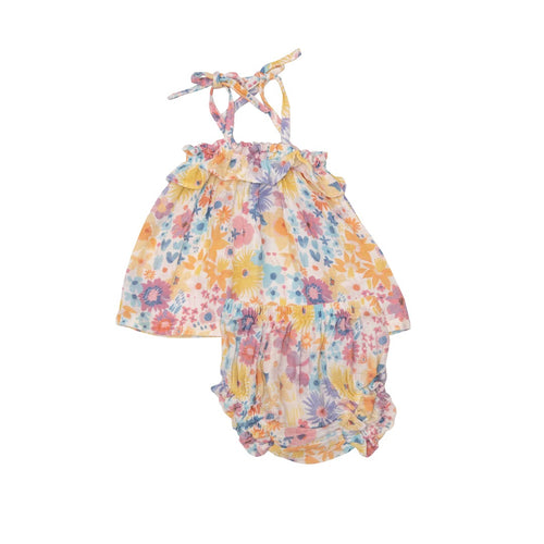 Painty Bright Floral Ruffle Top with Bloomer