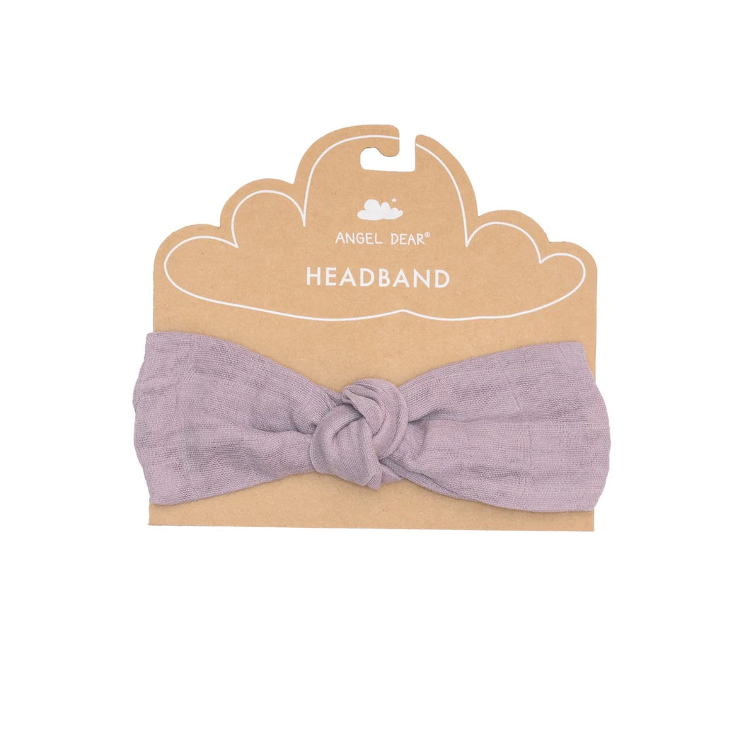 Solid Muslin Dusty Lavender Bow Headband