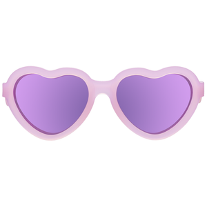 POLARIZED Heart Shaped Frosted Pink with Purple Mirrored Lenses Kids Sunglasses