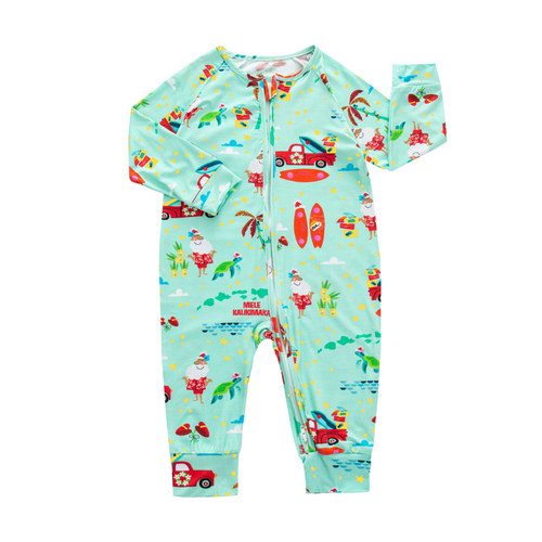 6-9mos - Holiday Surfing In An Island Wonderland Baby Coverall