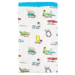 Surf Report Hawaiian Bamboo and Cotton blend Throw Blanket