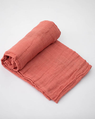 Cotton Muslin Swaddle Blanket in Dusty Rose