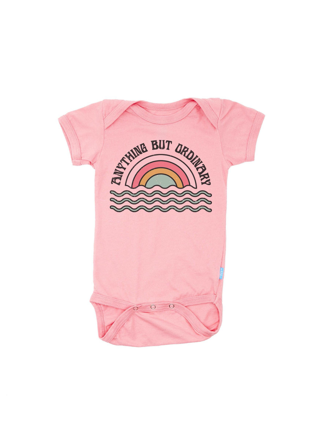 New Born, 6mos, 12mos - Anything But Ordinary Onesie in Quartz Pink