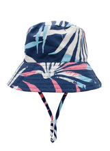 4 - 8/10yrs - REVERSIBLE Suns Out Bucket Hat in Navy Palm Daze