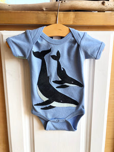 MADE IN HAWAII - Blue Organic Cotton Mama & Baby Whale Onesies