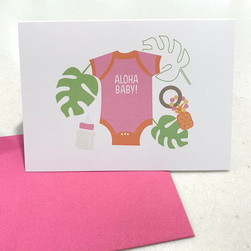 MADE IN HAWAII - Pink Aloha Baby - Single Notecard with Envelope