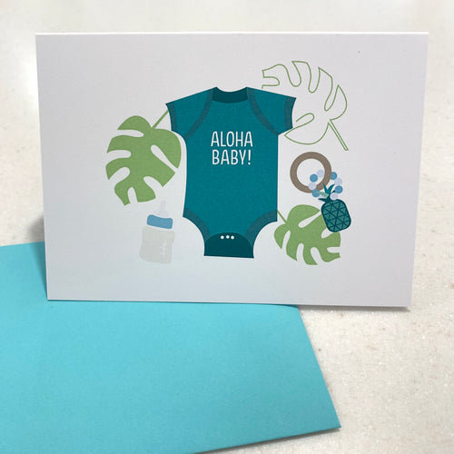 MADE IN HAWAII - Teal Aloha Baby - Single Notecard with Envelope