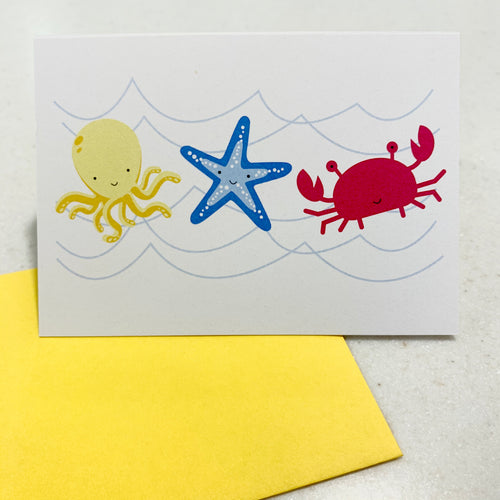 MADE IN HAWAII - Baby Sea Creatures - Single Notecard with Envelope
