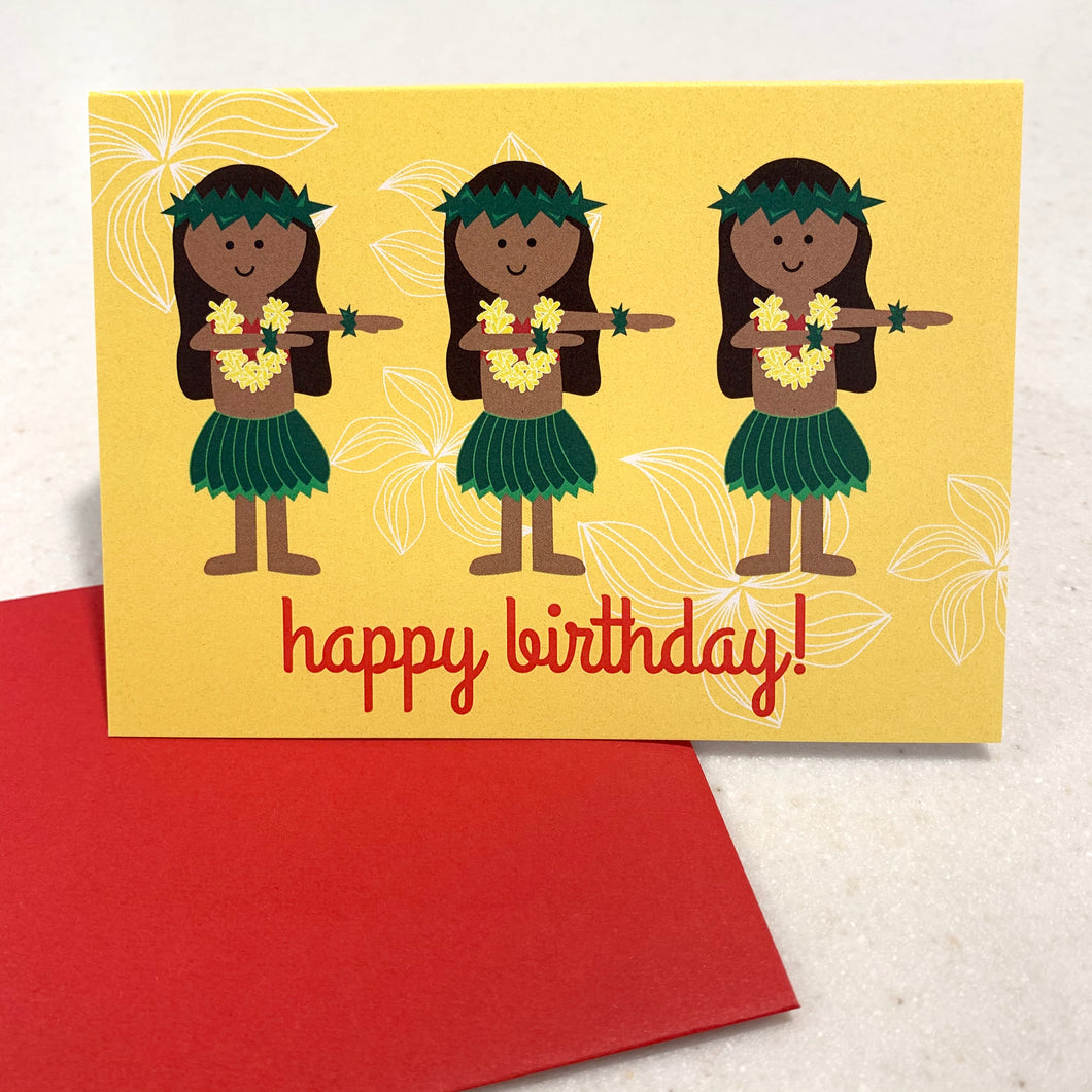 MADE IN HAWAII - Hula Happy Birthday - Single Notecard with Envelope